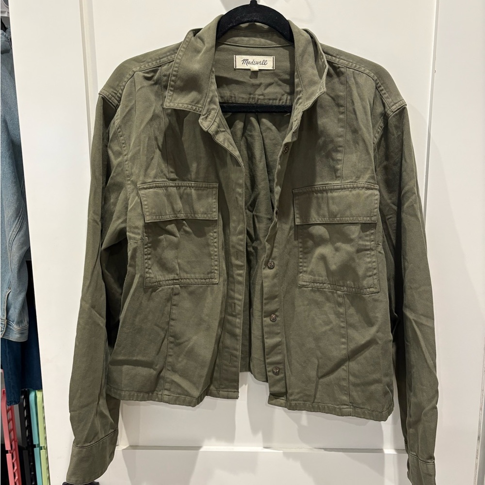 Madewell Olive Green Utility Jacket with Chest Pockets